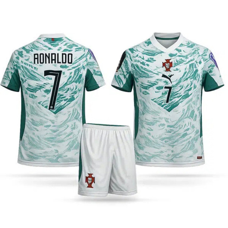 ست تی شرت و شلوارک ورزشی پسرانه مدل پرتغال رونالدو Away 2026