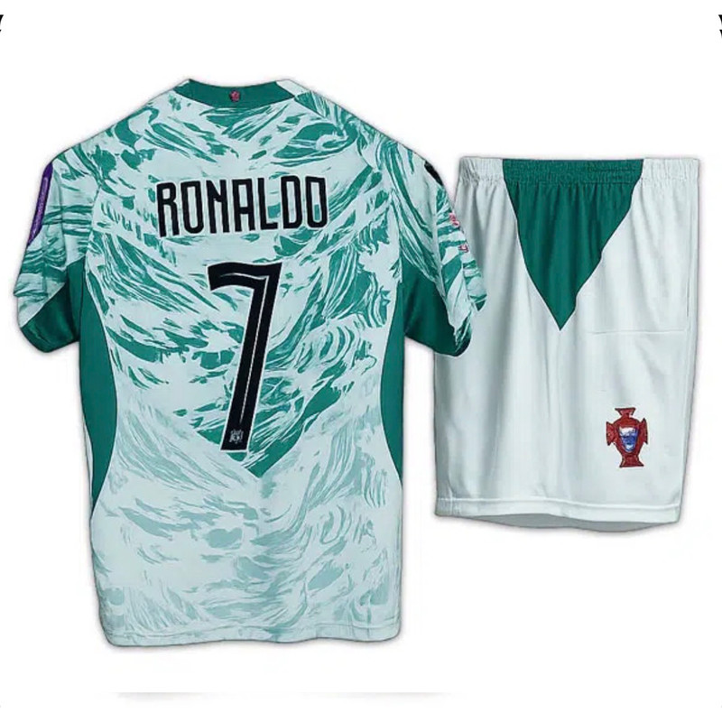 ست تی شرت و شلوارک ورزشی پسرانه مدل پرتغال رونالدو Away 2026