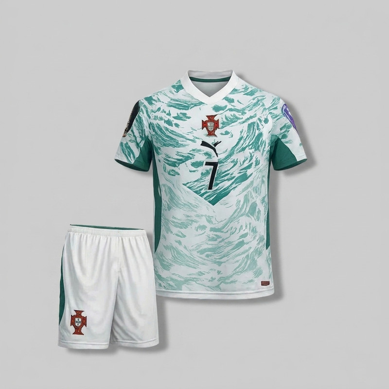 ست تی شرت و شلوارک ورزشی پسرانه مدل پرتغال رونالدو Away 2026