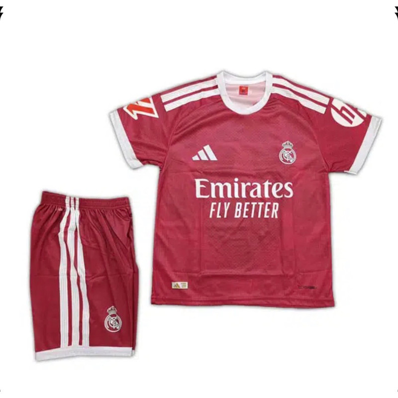 ست تی شرت و شلوارک ورزشی پسرانه رئال مادرید مدل امباپه کد Away 2027