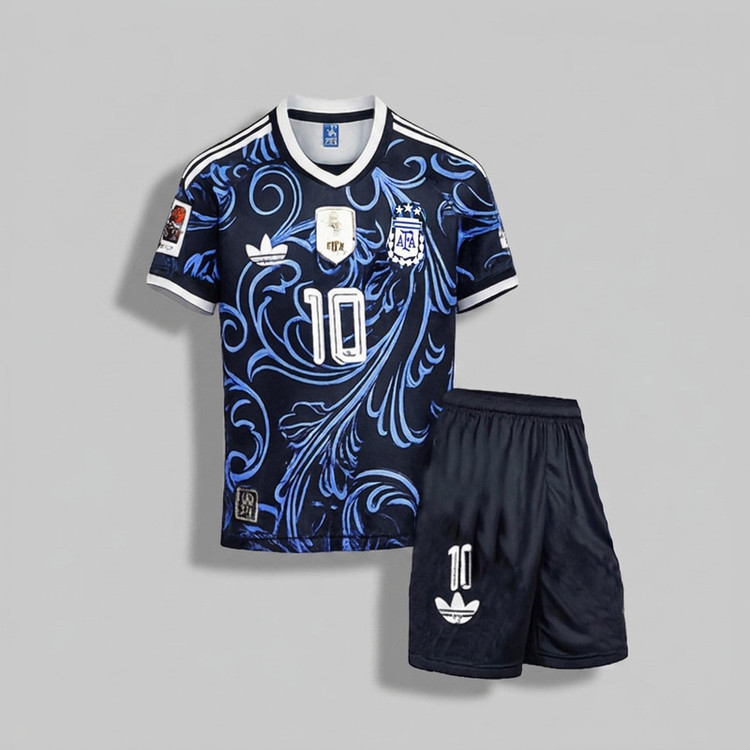 ست تی شرت و شلوارک ورزشی پسرانه مدل مسی Away 2027