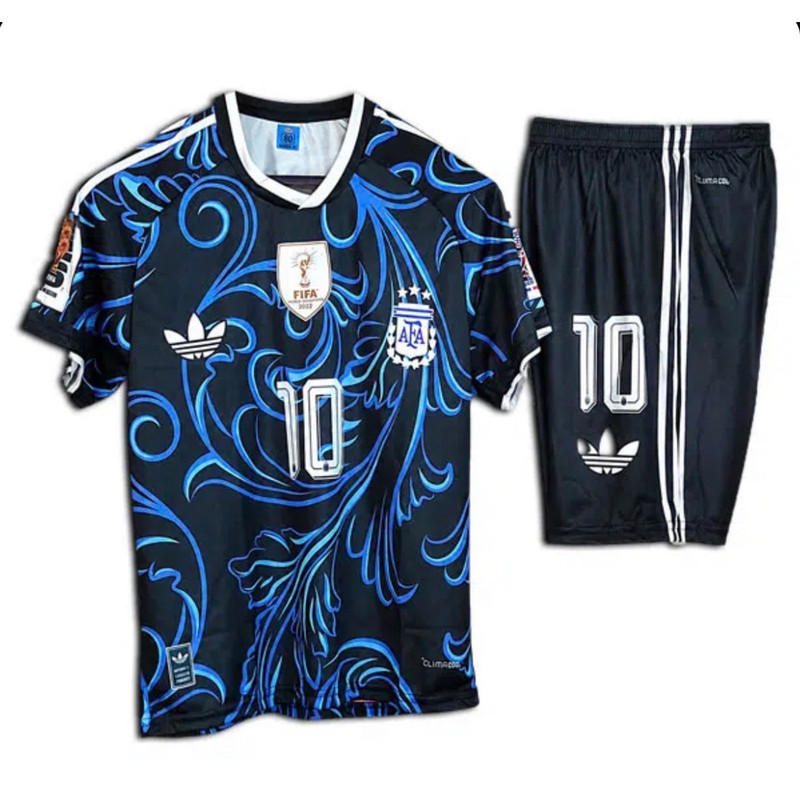 ست تی شرت و شلوارک ورزشی پسرانه مدل مسی Away 2027