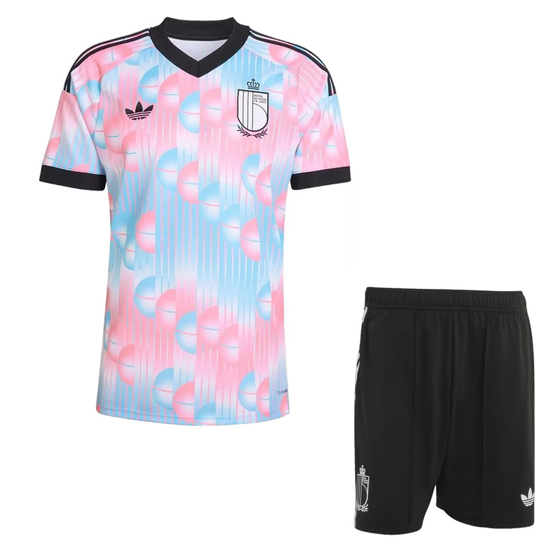 ست تی شرت و شلوارک ورزشی پسرانه مدل بلژیک Away 2026