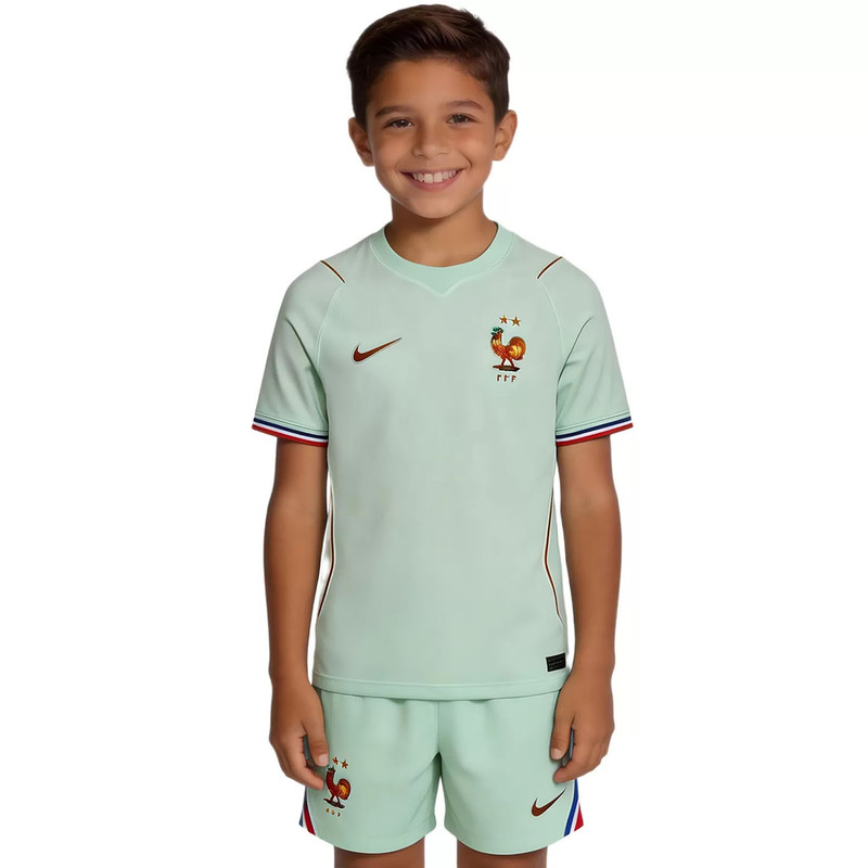 ست تی شرت و شلوارک ورزشی پسرانه مدل فرانسه Away 2026